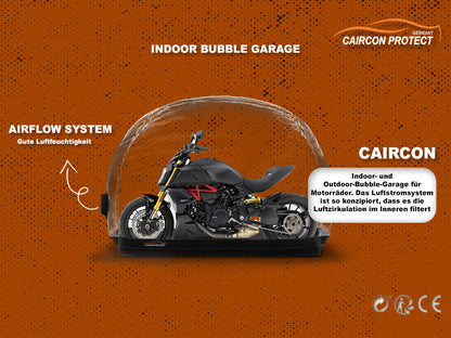 Aufblasbare Motorradgarage 260×120×160 cm – Transparent für Innen – Für Harley, BMW, Yamaha & mehr